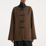 ROHE - Mandarin double-faced wool jacket | taupe