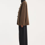 ROHE - Mandarin double-faced wool jacket | taupe