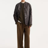 ROHE - Mandarin leather jacket | mahogany