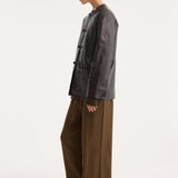 ROHE - Mandarin leather jacket | mahogany