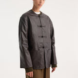 ROHE - Mandarin leather jacket | mahogany