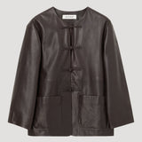 ROHE - Mandarin leather jacket | mahogany