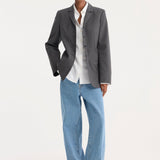 ROHE - Fitted wool blazer | dark grey melange