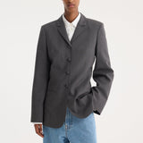 ROHE - Fitted wool blazer | dark grey melange