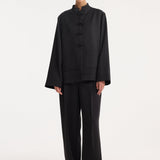 ROHE - Mandarin satin jacket | black