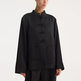 ROHE - Mandarin satin jacket | black