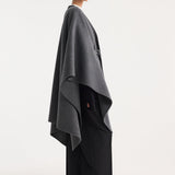 ROHE - Double-faced belted poncho | mid grey melange