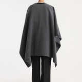 ROHE - Double-faced belted poncho | mid grey melange