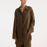 ROHE - Signature elongated silk shirt | forest