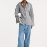 ROHE - Crushed checked shaped shirt | mini grey check