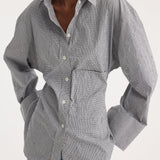 ROHE - Crushed checked shaped shirt | mini grey check