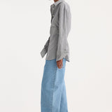ROHE - Crushed checked shaped shirt | mini grey check