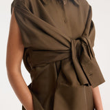ROHE - Silk gilet-shirt | forest