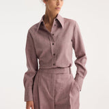 ROHE - Fitted tweed shirt | mauve melange