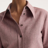 ROHE - Fitted tweed shirt | mauve melange