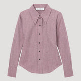 ROHE - Fitted tweed shirt | mauve melange