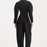 ROHE - Sculptural plissé top | black