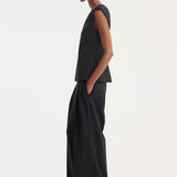 ROHE - Open back appliqué top | black
