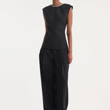 ROHE - Open back appliqué top | black