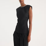 ROHE - Open back appliqué top | black