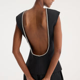 ROHE - Open back appliqué top | black