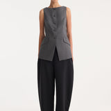 ROHE - Boat-neck waistcoat | dark grey melange