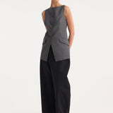 ROHE - Boat-neck waistcoat | dark grey melange