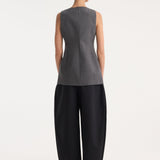 ROHE - Boat-neck waistcoat | dark grey melange