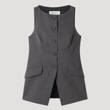 ROHE - Boat-neck waistcoat | dark grey melange