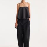 ROHE - Peplum satin top | black