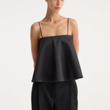 ROHE - Peplum satin top | black
