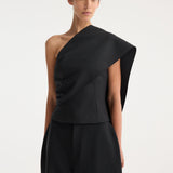 ROHE - One-shoulder cape top | black