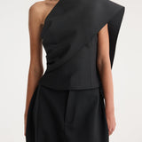 ROHE - One-shoulder cape top | black