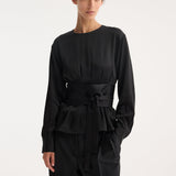 ROHE - Kimono satin top | black