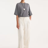 ROHE - Oversized soft merino t-shirt | mid grey melange