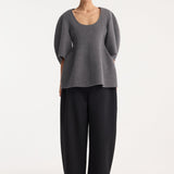 ROHE - Sculptural double-faced top | mid grey melange