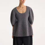 ROHE - Sculptural double-faced top | mid grey melange
