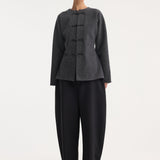 ROHE - Mandarin waisted cardigan | mid grey melange
