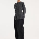 ROHE - Mandarin waisted cardigan | mid grey melange