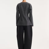 ROHE - Mandarin waisted cardigan | mid grey melange