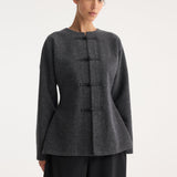 ROHE - Mandarin waisted cardigan | mid grey melange