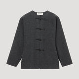 ROHE - Mandarin waisted cardigan | mid grey melange
