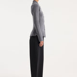ROHE - Waisted rib cardigan | dark grey melange