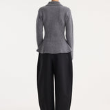 ROHE - Waisted rib cardigan | dark grey melange