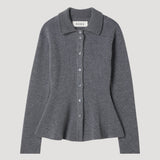 ROHE - Waisted rib cardigan | dark grey melange