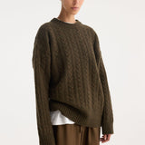 ROHE - Cable knit jumper | forest melange