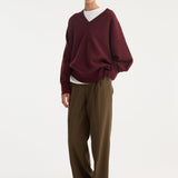 ROHE - V-neck knitted jumper | burgundy