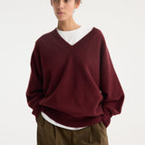 ROHE - V-neck knitted jumper | burgundy