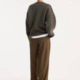 ROHE - Sculptural compact v-neck | forest melange