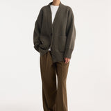 ROHE - Sculptural compact cardigan | forest melange